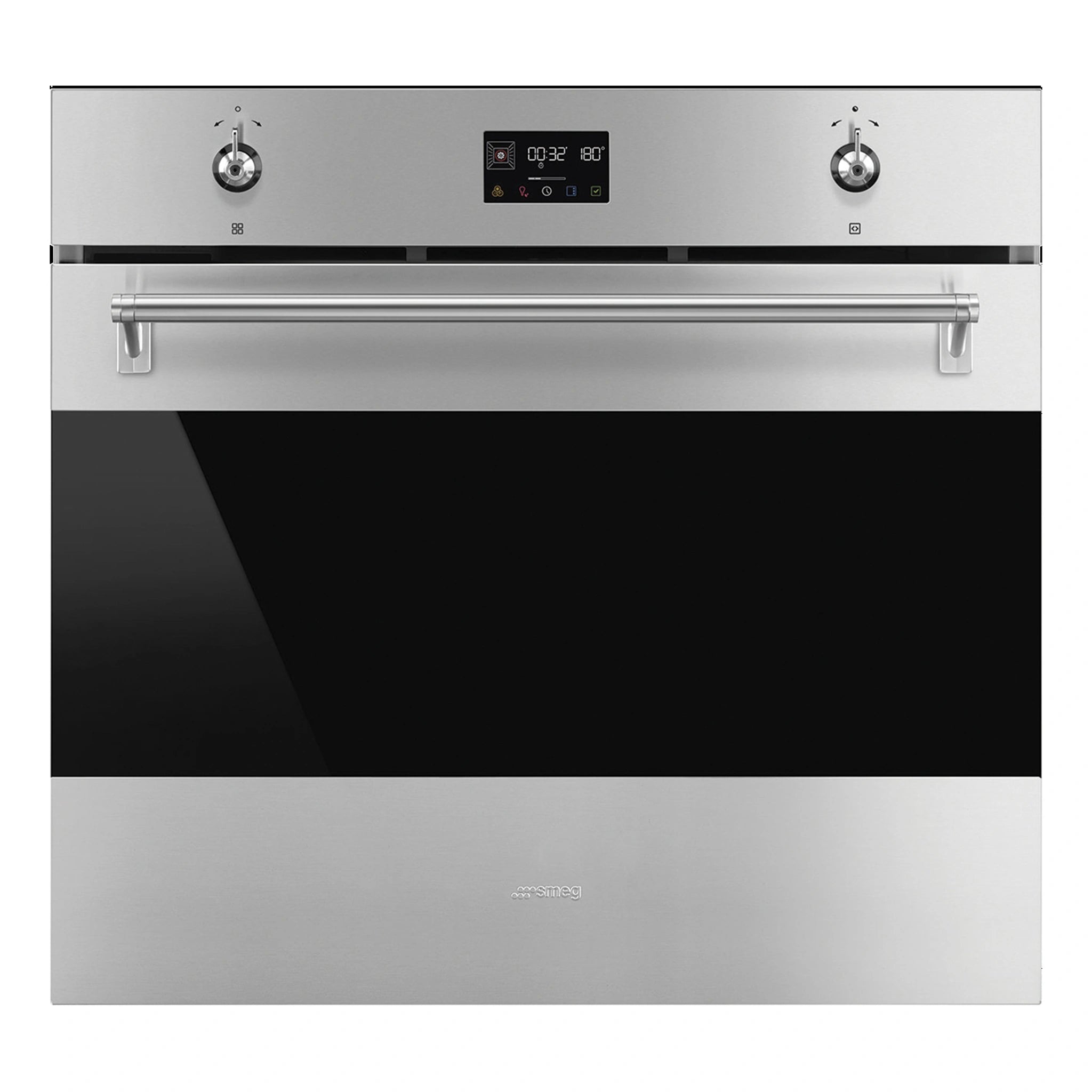Smeg 76cm Classic Pyrolytic Oven with Single Point Probe SOPA3302TPX, Front View
