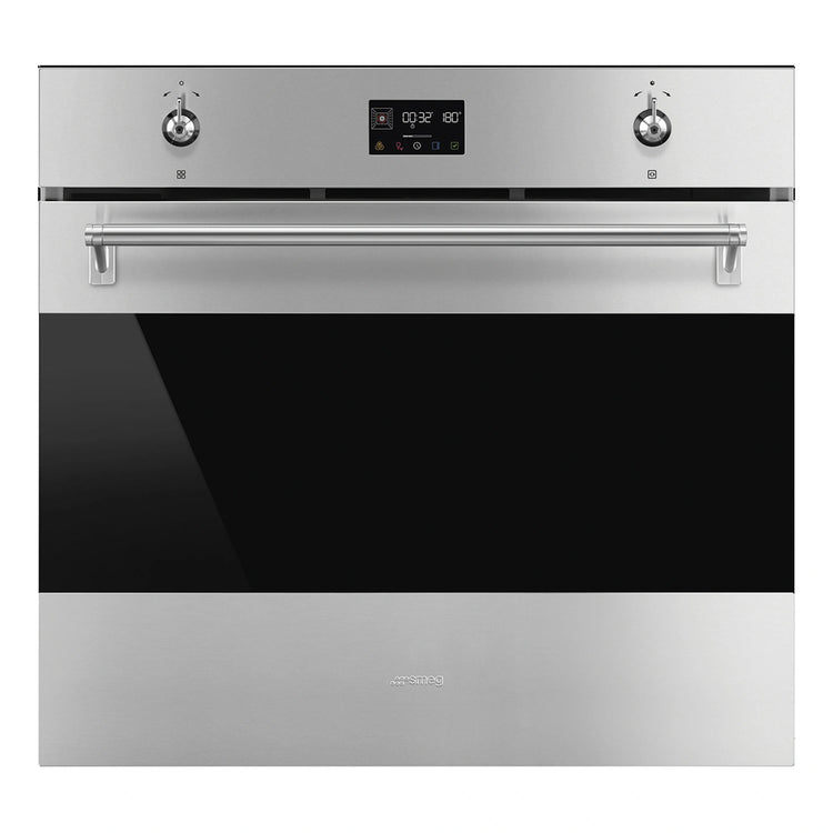 Smeg 76cm Classic Pyrolytic Oven with Single Point Probe SOPA3302TPX, Front View