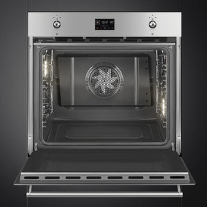 Smeg 76cm Classic Pyrolytic Oven with Single Point Probe SOPA3302TPX, Front View without Shelf
