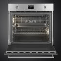Smeg 76cm Classic Pyrolytic Oven with Single Point Probe SOPA3302TPX, Front View with Shelf