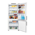 Samsung 427L Bottom Mount Fridge SRL453DW, Front view with doors open filled with groceries and bottles