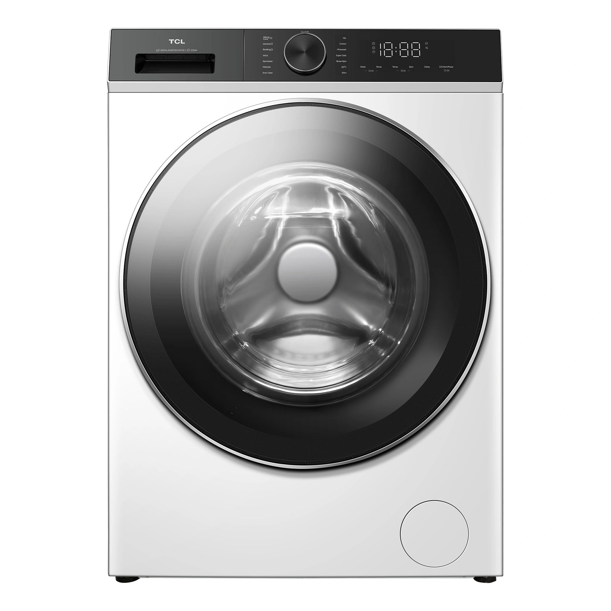 TCL 8kg Front Load Washing Machine - 5 Star Energy Rating C1208FLW, Front View