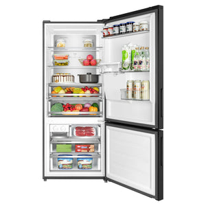 TCL 412L Bottom Mount Fridge C440BFB, Front View With Door Open Storages