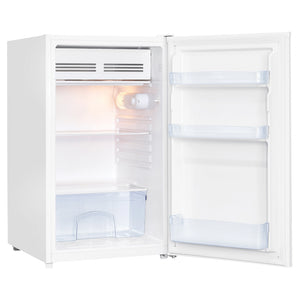  TCL 121L White Reversible-Door Bar Fridge F122SDW, Left Side View with Door Open