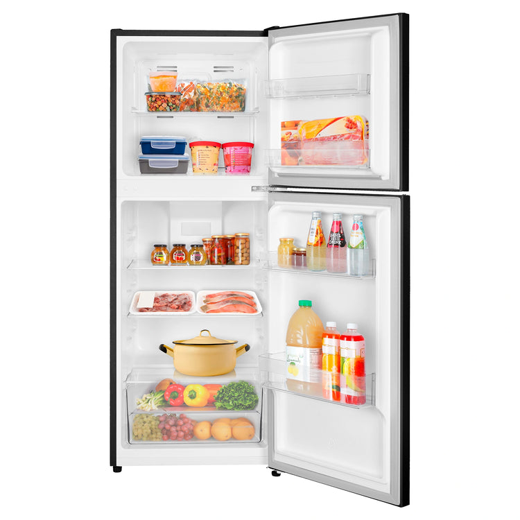 TCL 197L Top Mount Fridge P220TMB, Front View With Door Open Storages