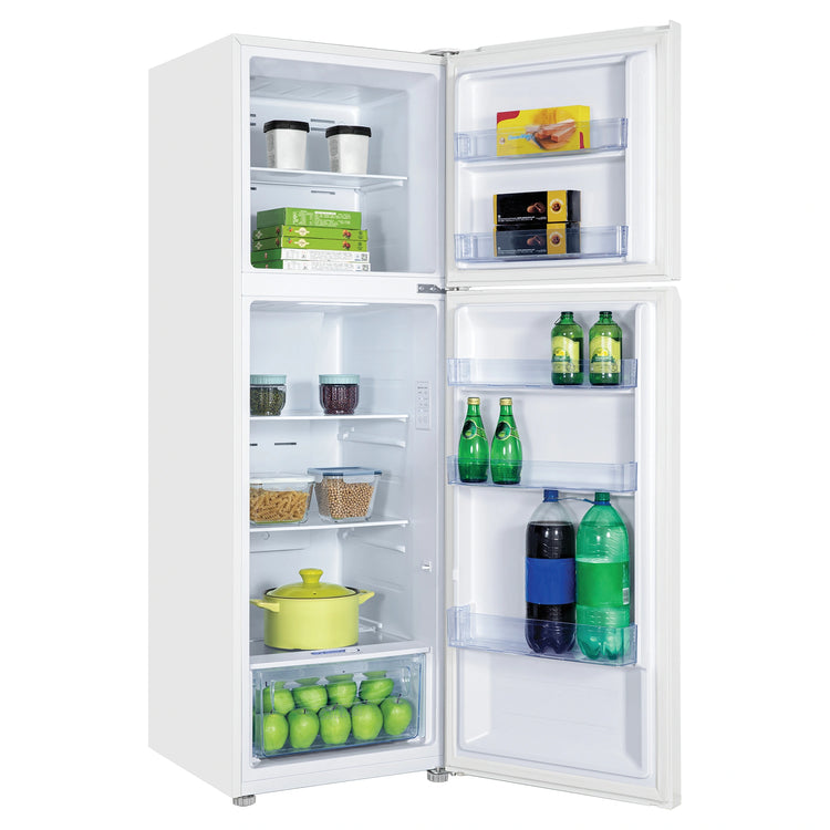 TCL 249L Top Mount Fridge White P272TMW, Left Side View With Door Open