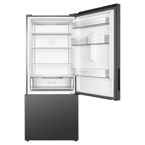 TCL 416L Bottom Mount Fridge P445BFG, Front View With Top Door Open