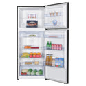 TCL 415L Top Mount Fridge Black P454TMB, Front View With Door Open Storages
