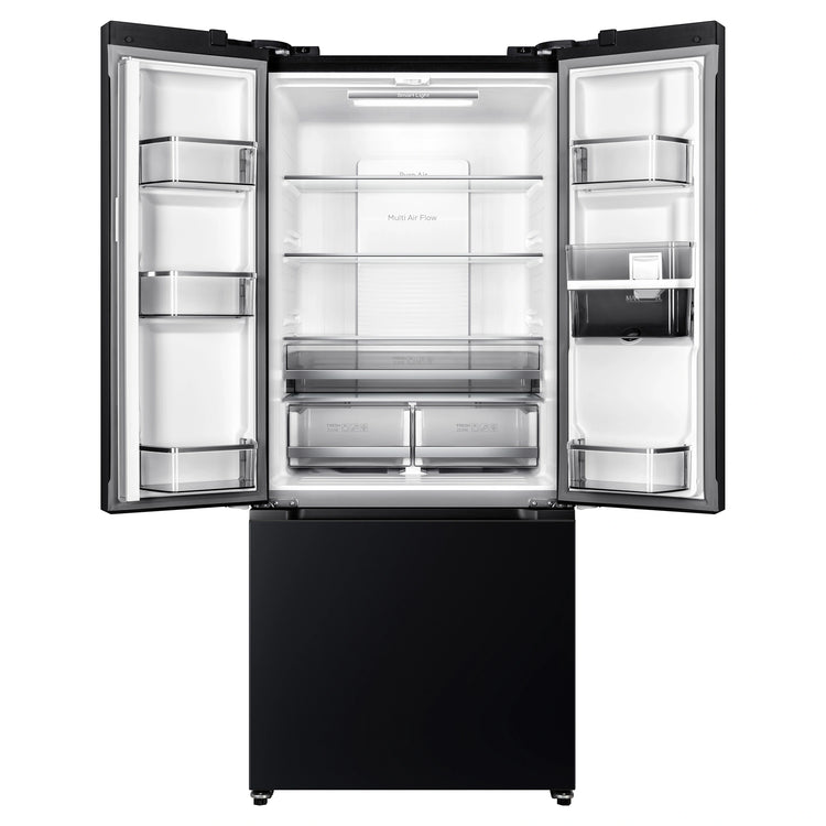 TCL 496L Black French Door Fridge TRF495FHB, Doors Open View