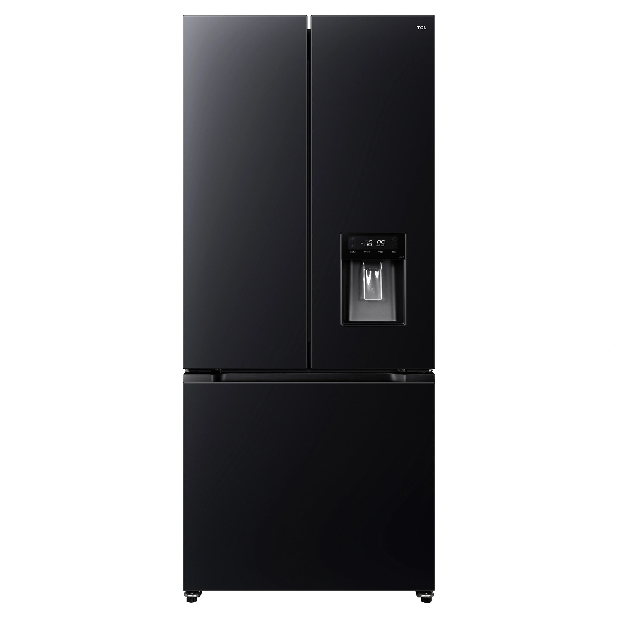 TCL 496L Black French Door Fridge TRF495FHB, Front View