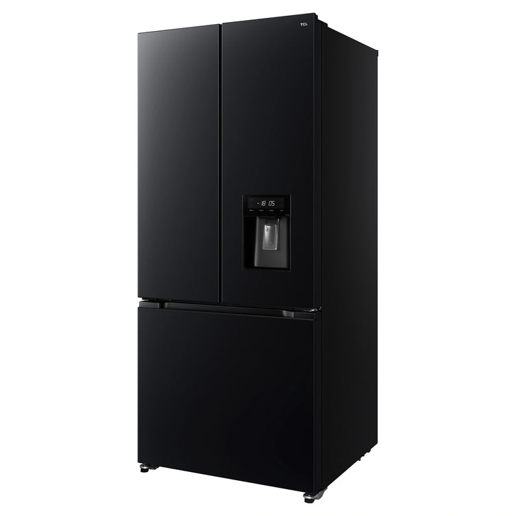 TCL 496L Black French Door Fridge TRF495FHB, Left Angled View