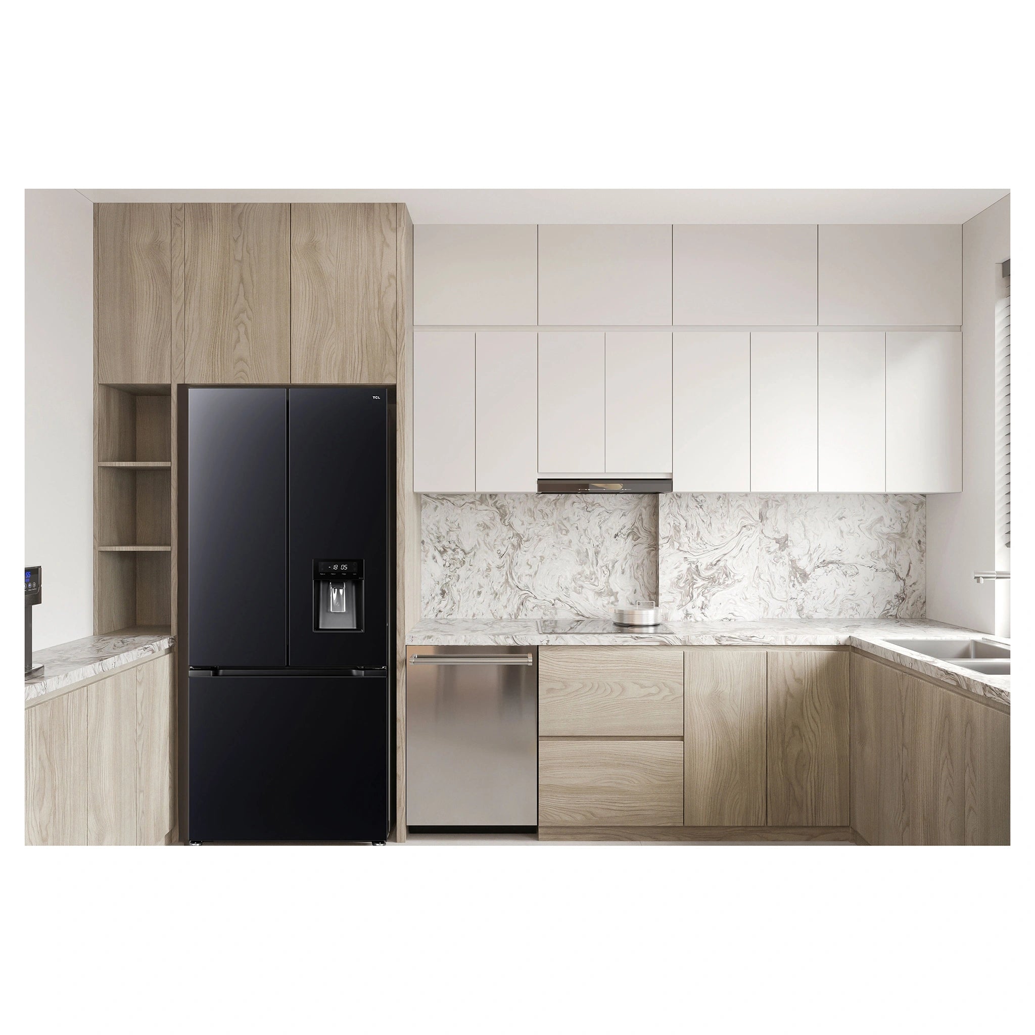 TCL 496L Black French Door Fridge TRF495FHB, Lifestyle View