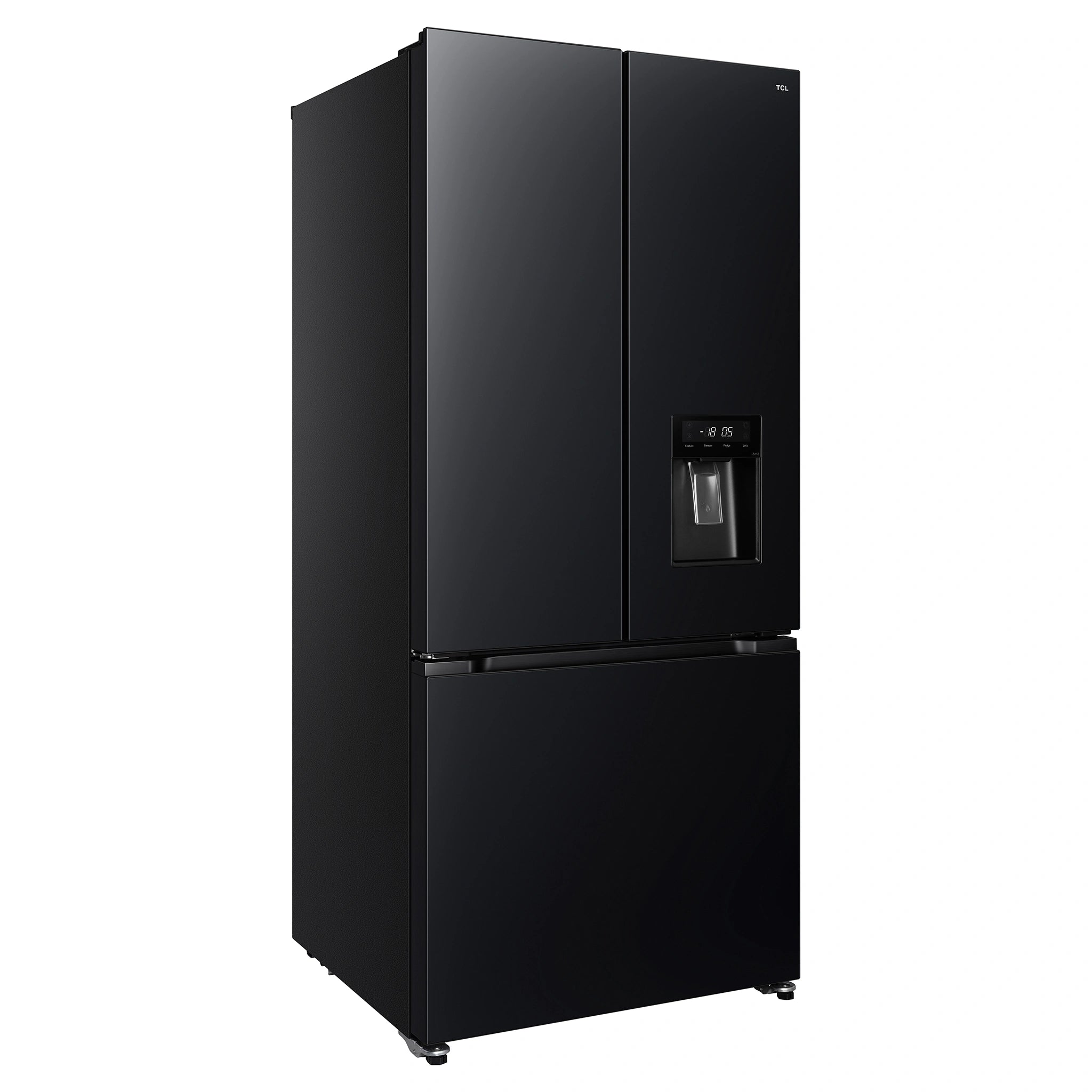 TCL 496L Black French Door Fridge TRF495FHB, Right Angled View