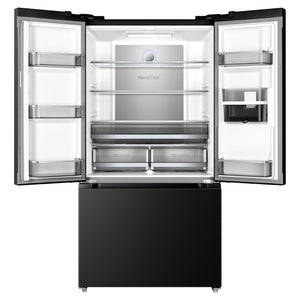 TCL 575L Matte Black French Door Fridge TRF576FHB, Doors Open View