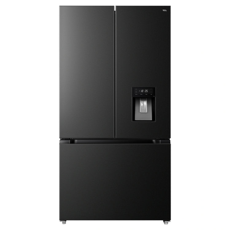 TCL 575L Matte Black French Door Fridge TRF576FHB, Front View
