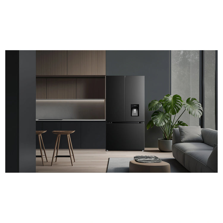 TCL 575L Matte Black French Door Fridge TRF576FHB, Lifestyle View