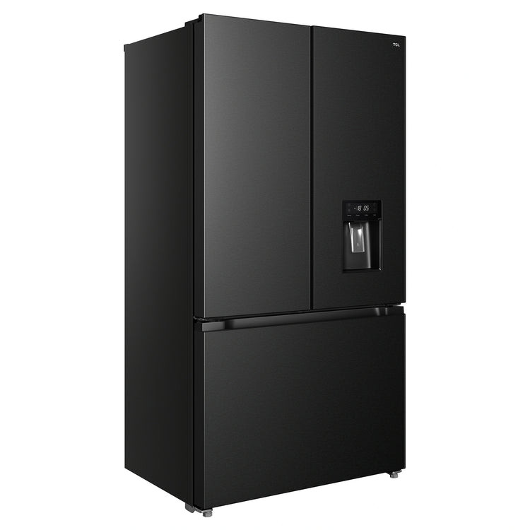 TCL 575L Matte Black French Door Fridge TRF576FHB, Right Angled View