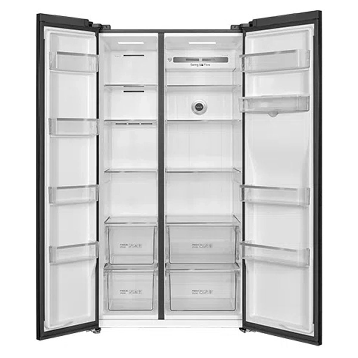 TCL 631L Grey Side by Side Fridge TRF630SHG, Front Door Open View