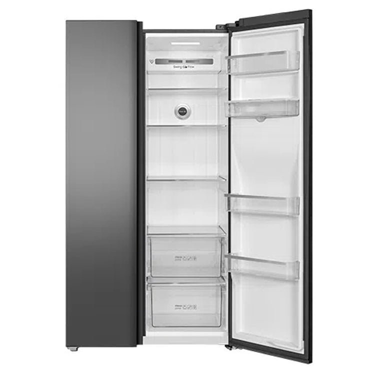 TCL 631L Grey Side by Side Fridge TRF630SHG, Right Side Door Open View