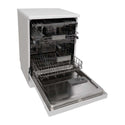 Teco TDW15WCG 15 Place Settings White Freestanding Dishwasher, Front right view with door open
