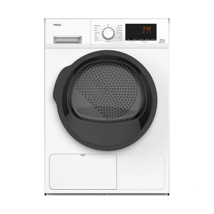 Teco 8kg Auto Sensing Heat Pump Clothes Dryer TCD80ASHAG, Front View