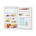 Beko 119L Bar Fridge White TSE1283 , Front view with door open, full of food items, and bottles