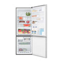 Westinghouse 340L Bottom Mount Fridge WBB3400AHX, Front view with door open filled with groceries and bottles