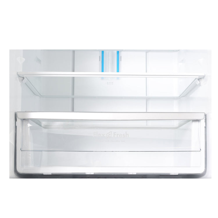 Westinghouse 453L Bottom Mount Fridge White WBE4500WAR, Glass shelf and vegetable crisper drawer view 