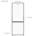 Westinghouse WBE4500WBL 453L Bottom Mount Fridge White, Dimensions