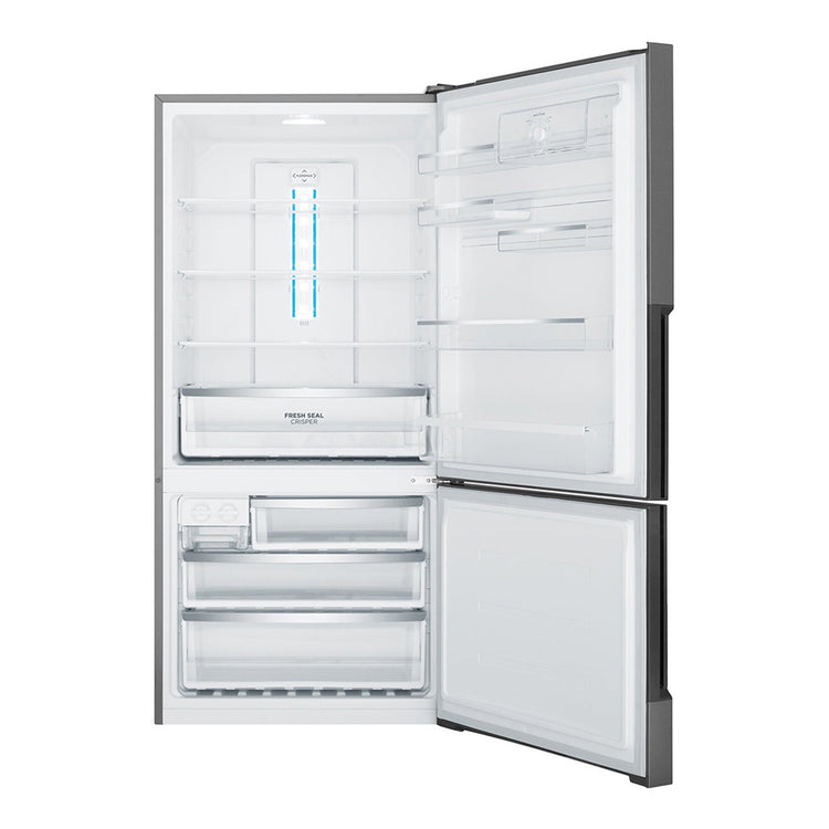 Westinghouse 528L Bottom Mount Fridge Dark Stainless WBE5300BBR, Front view with open doors