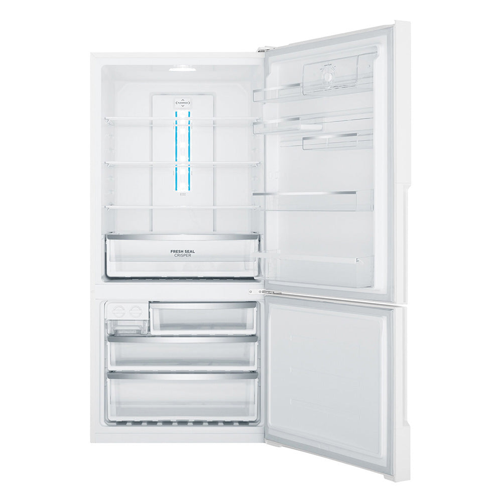 Westinghouse 496L Bottom Mount Frost Free Left Hinge Fridge WBE5300WC-L, Front view with door open