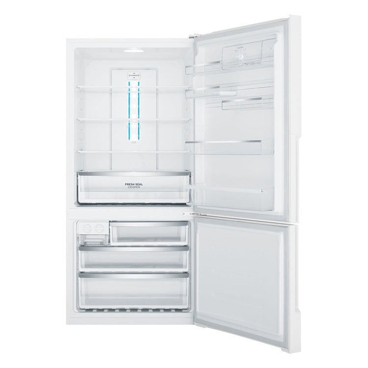 Westinghouse 496L Bottom Mount Frost Free Left Hinge Fridge WBE5300WC-L, Front view with door open