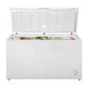 Westinghouse WCM5000WE 500L Chest Freezer, Front view with door open, full of food items