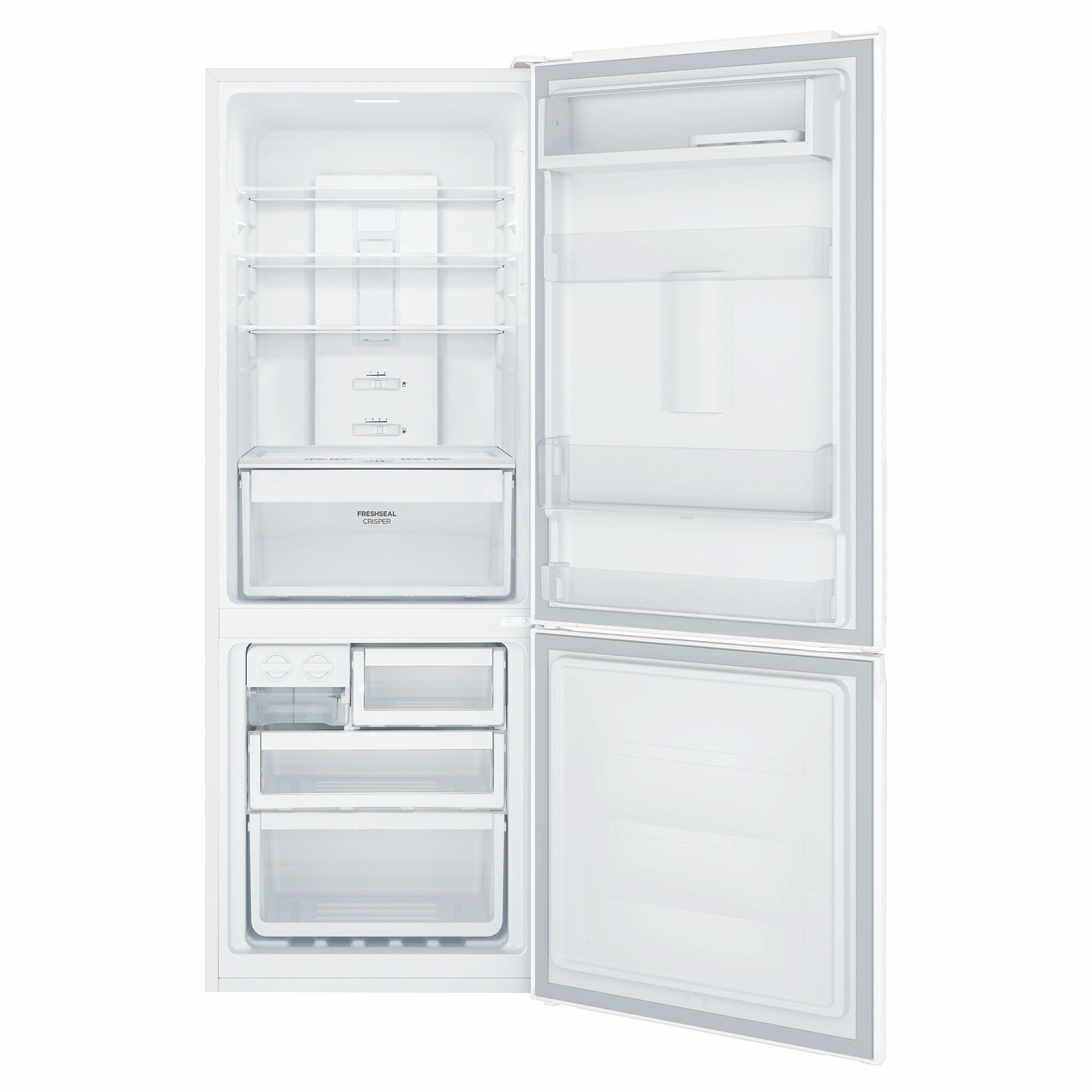 Westinghouse 308L Bottom Freezer Fridge - White WBB3100WKX, Front View With Door Open
