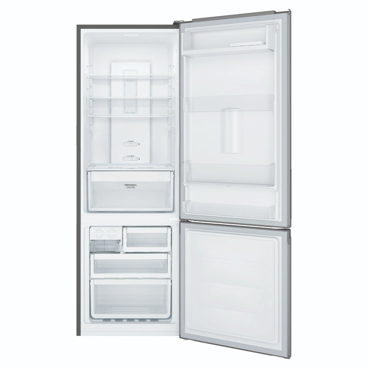 Westinghouse 335L Bottom Freezer Fridge - Arctic Steel WBB3400AKX, Front View With Door Open