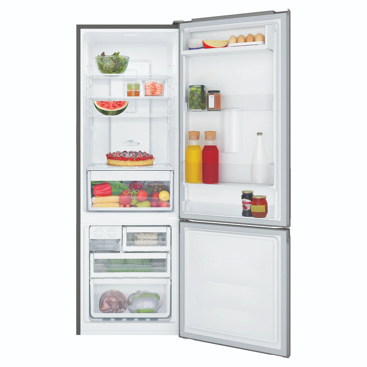 Westinghouse 335L Bottom Freezer Fridge - Arctic Steel WBB3400AKX, Front View With Door Open Storages