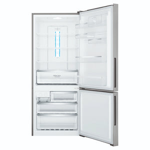 Westinghouse 425L Bottom Freezer Fridge - Silver WBE4302ACR, Front View With Door Open