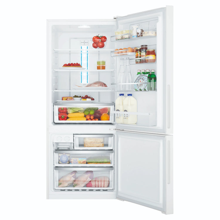 Westinghouse 425L Bottom Freezer Fridge - White WBE4302WCR, Front View With Door Open Storages