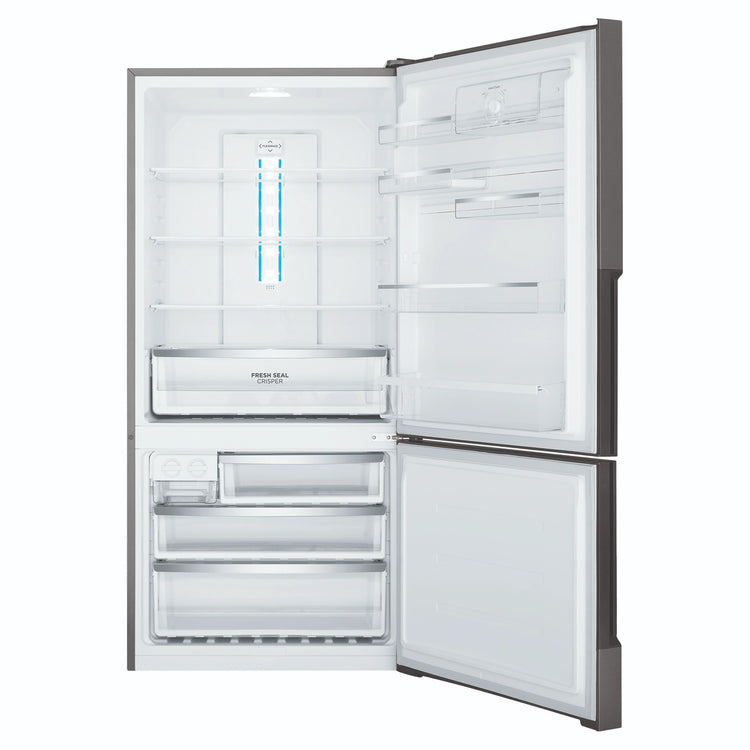 Westinghouse 496L Bottom Mount Frost Free Fridge WBE5300BCR, Front View With Door Open