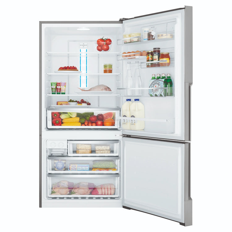 Westinghouse 496L Bottom Mount Frost Free Fridge WBE5300SCR, Front View With Door Open Storages