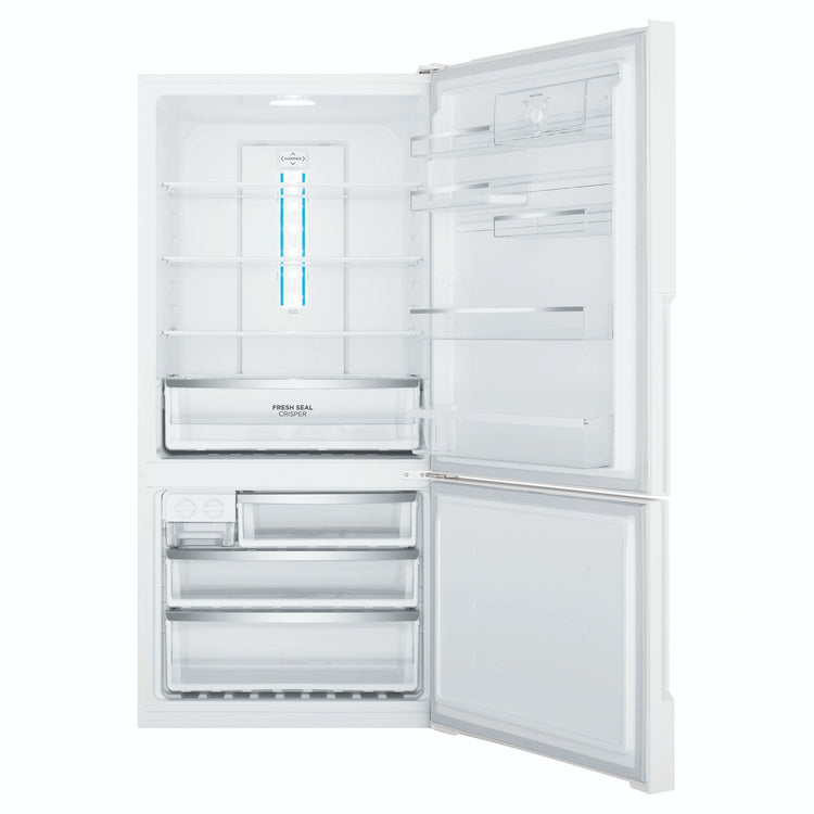 Westinghouse 496L Bottom Freezer Fridge - White WBE5300WCR, Front View With Door Open