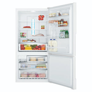 Westinghouse 496L Bottom Freezer Fridge - White WBE5300WCR, Front View With Door Open Storages