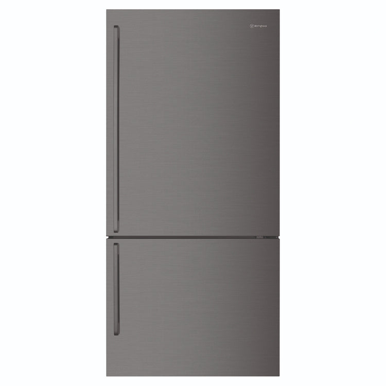 Westinghouse 496L Bottom Mount Frost Free Fridge - Dark Stainless Steel WBE5304BCR, Front View
