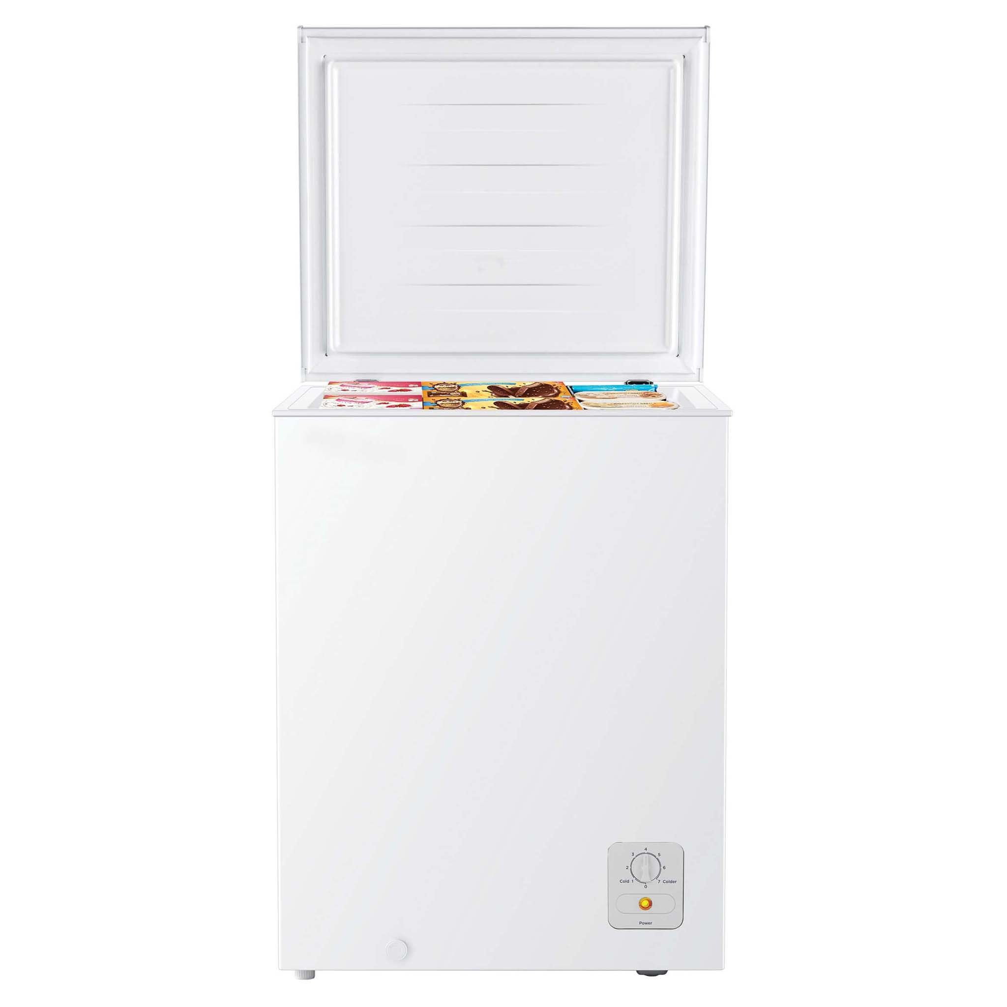 Westinghouse 145L White chest freezer WCM1400WE , Open Door With Food