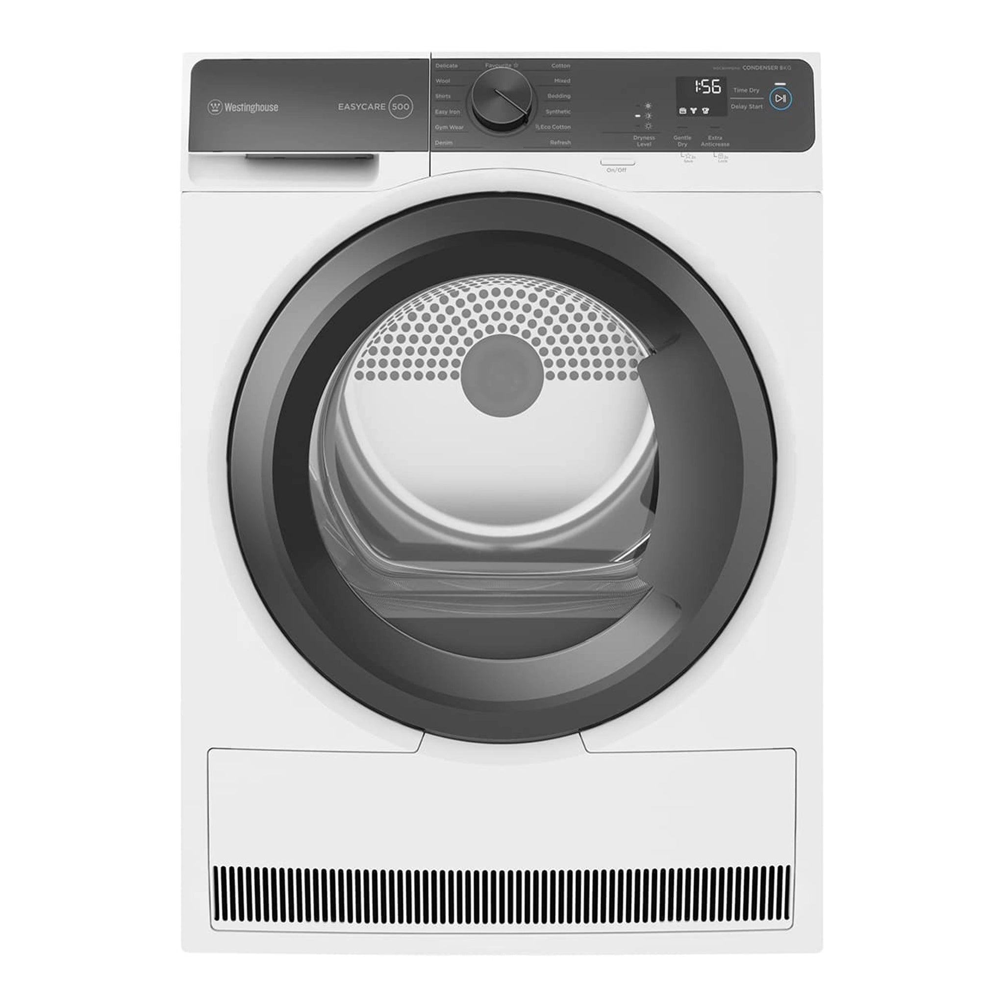 Westinghouse 8kg EasyCare 500 Series Condenser Dryer WDC804M5WA, Front View