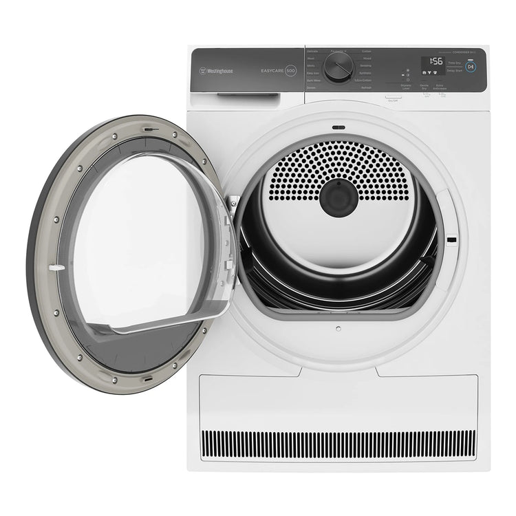 Westinghouse 8kg EasyCare 500 Series Condenser Dryer WDC804M5WA, Front View With Door Open