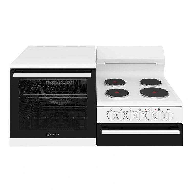 Westinghouse White Elevated Electric Oven WDE132WCL, Front View