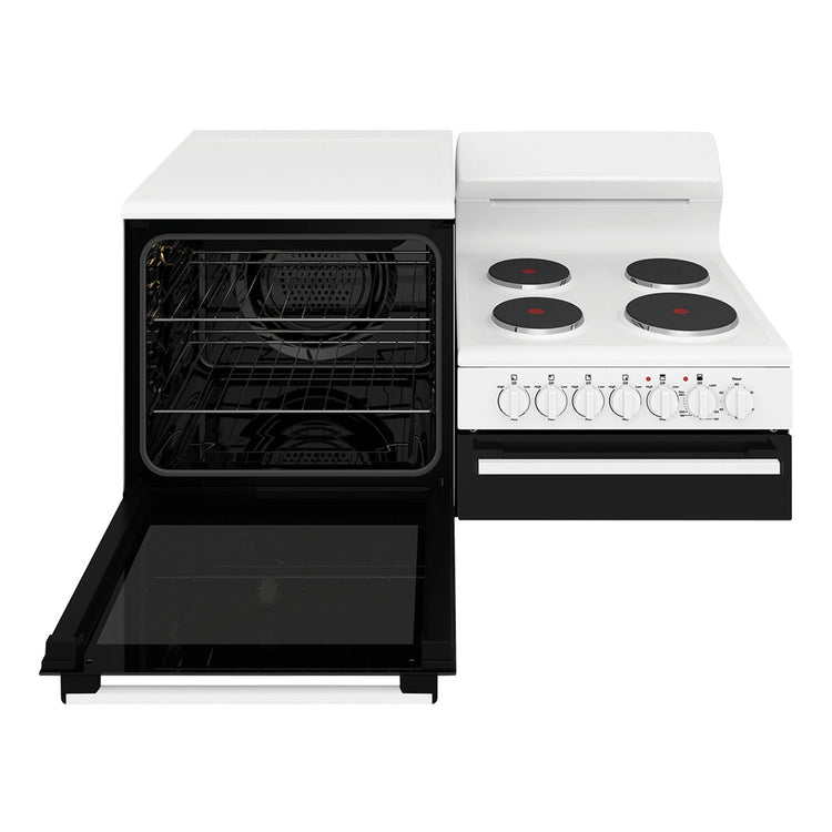 Westinghouse White Elevated Electric Oven WDE132WCL, Front View with Door Open