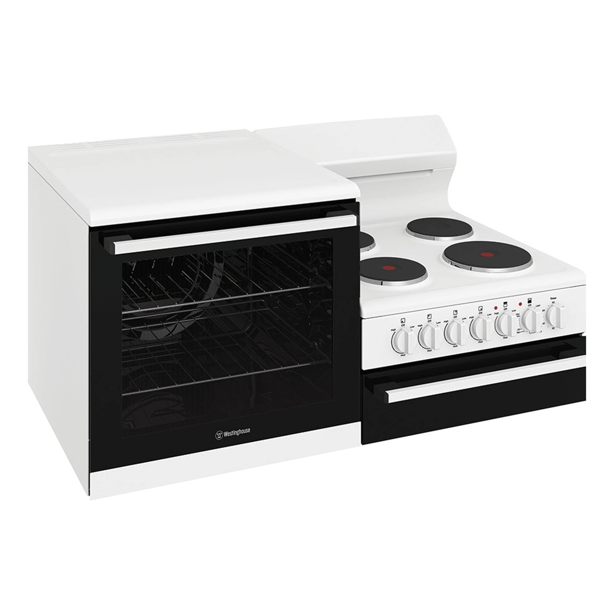 Westinghouse White Elevated Electric Oven WDE132WCL, Left View