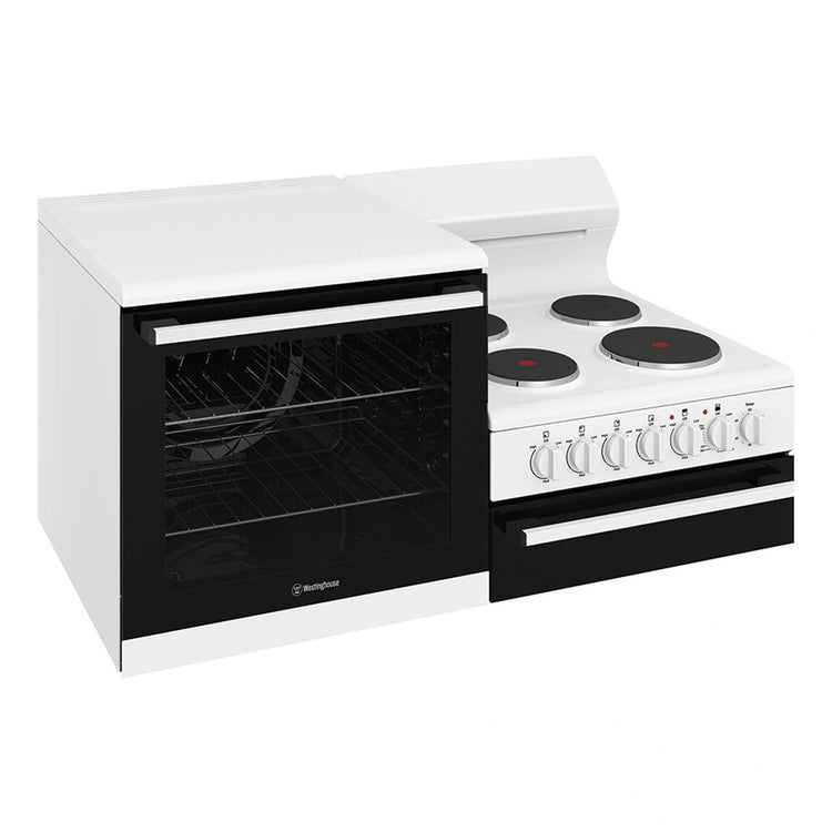 Westinghouse White Elevated Electric Oven WDE132WCL, Left View